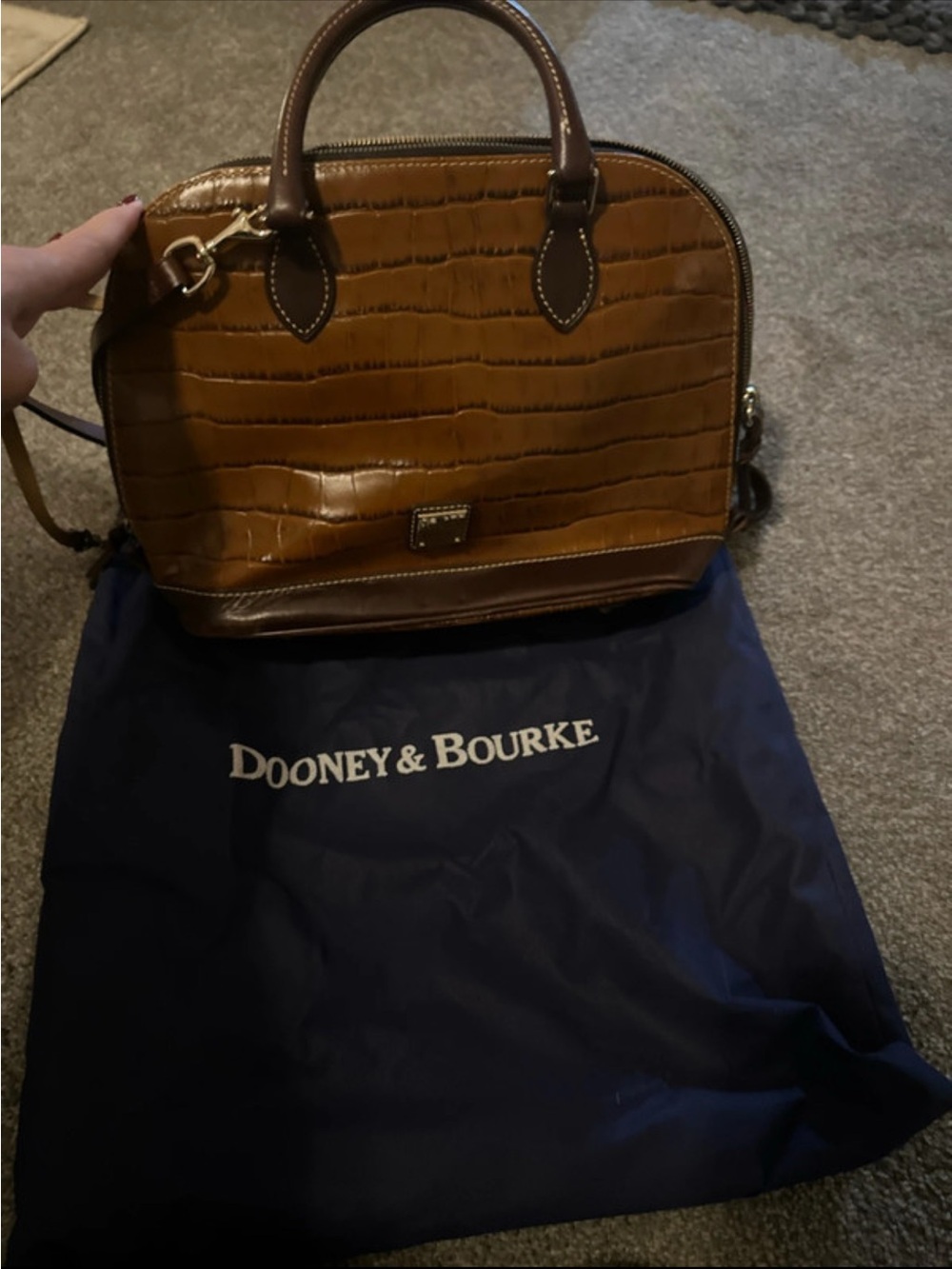 Dooney & Bourke Brown Croc-Embossed Dome Satchel